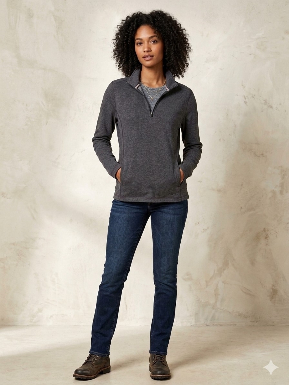 Orvis Charcoal Gray Half-Zip Pullover Sweatshirt Woman's Size M